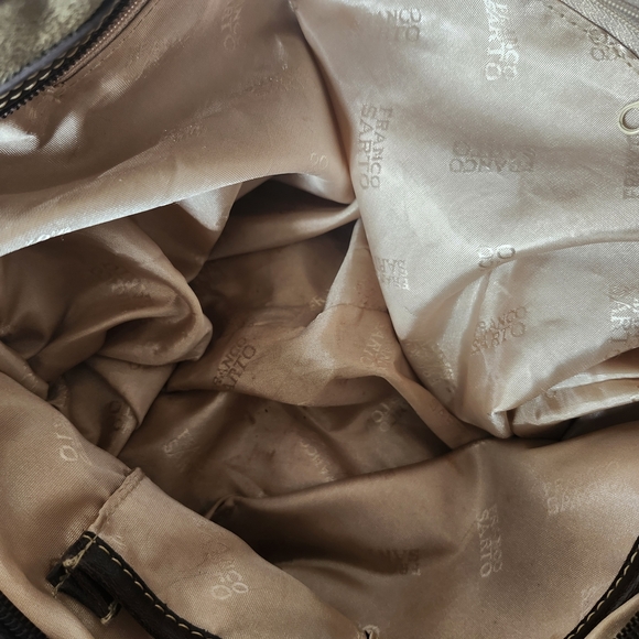 Franco Sarto Green and Brown Shoulder Bag with Gold Accent Vintage Boho Design - Picture 5 of 13